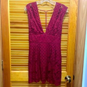 Beautiful Free People deep red lace dress.